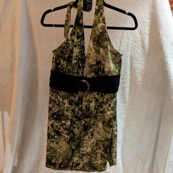 Rickis Size XL Camo halter top mini dress/long top - Y2K - Picture 1 of 3
